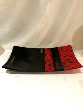 Wendy Art Glass Fused Glass Rectangle Tray Catch-All Home Decor Signed